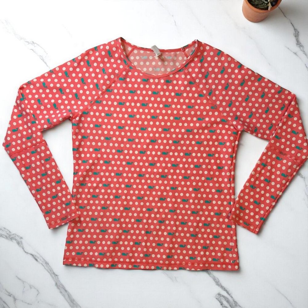 Vineyard Vines pink w/whales and polka dot rash guard